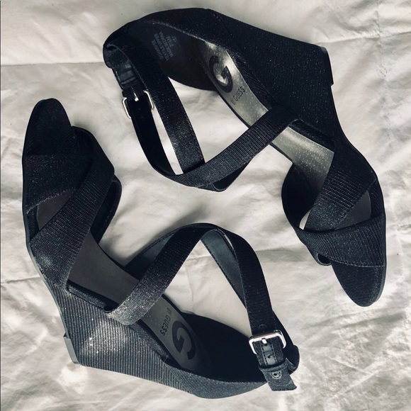 Guess Sparkle Criss-cross Ankle Strap Wedge Sandal - Picture 6 of 7